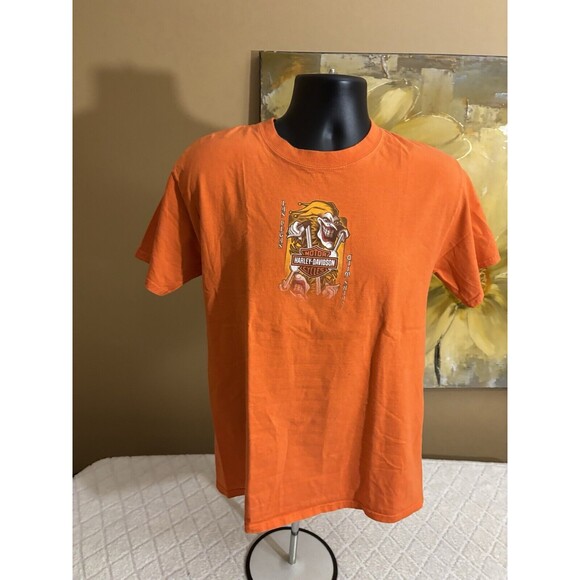 Vintage Harley Davidson 2 Sided Joker Las Vegas Nevada Orange Tee Men’s Size M - Picture 3 of 16